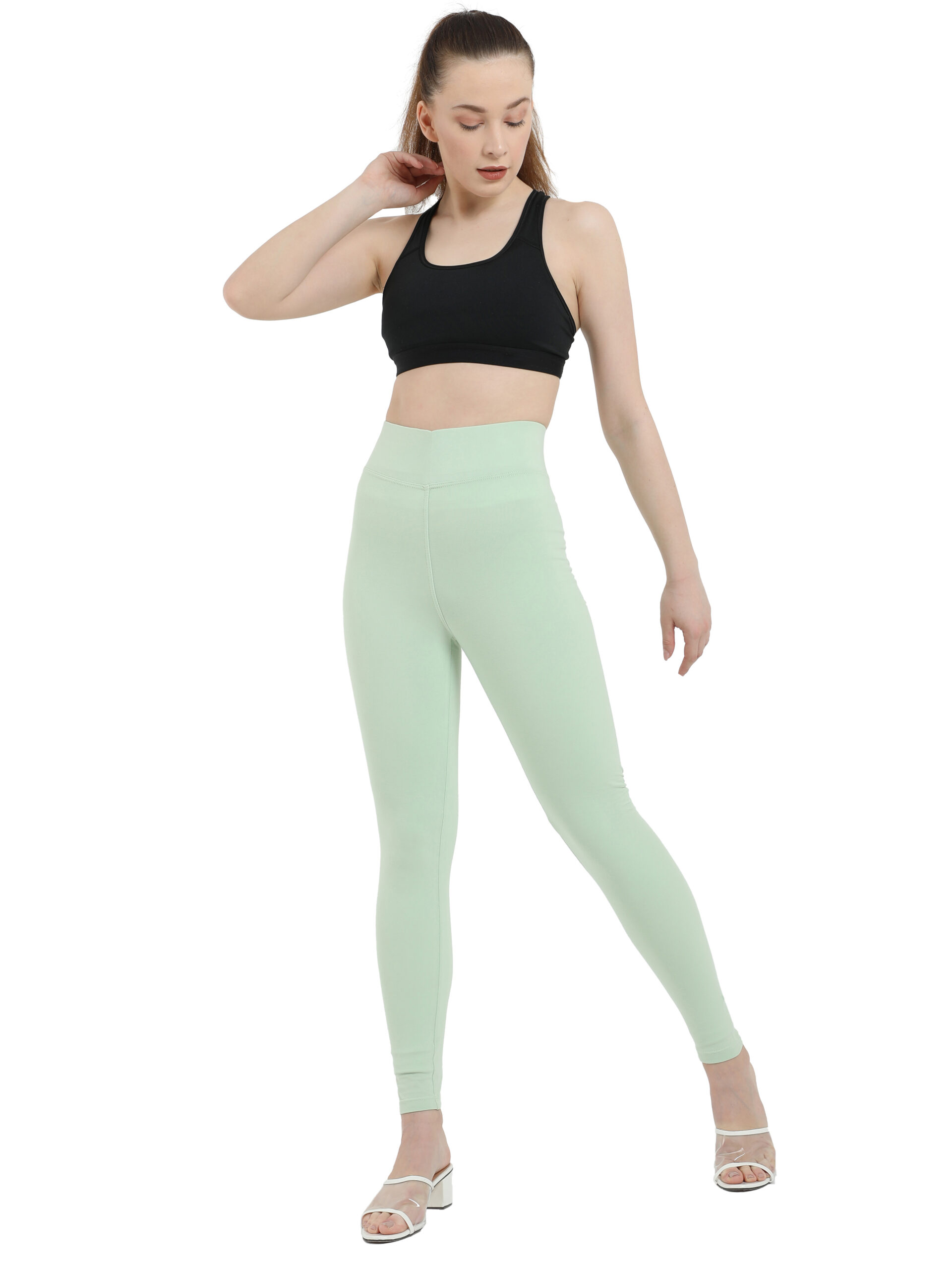 Pistachio leggings for women Compression pant high waist - Belore