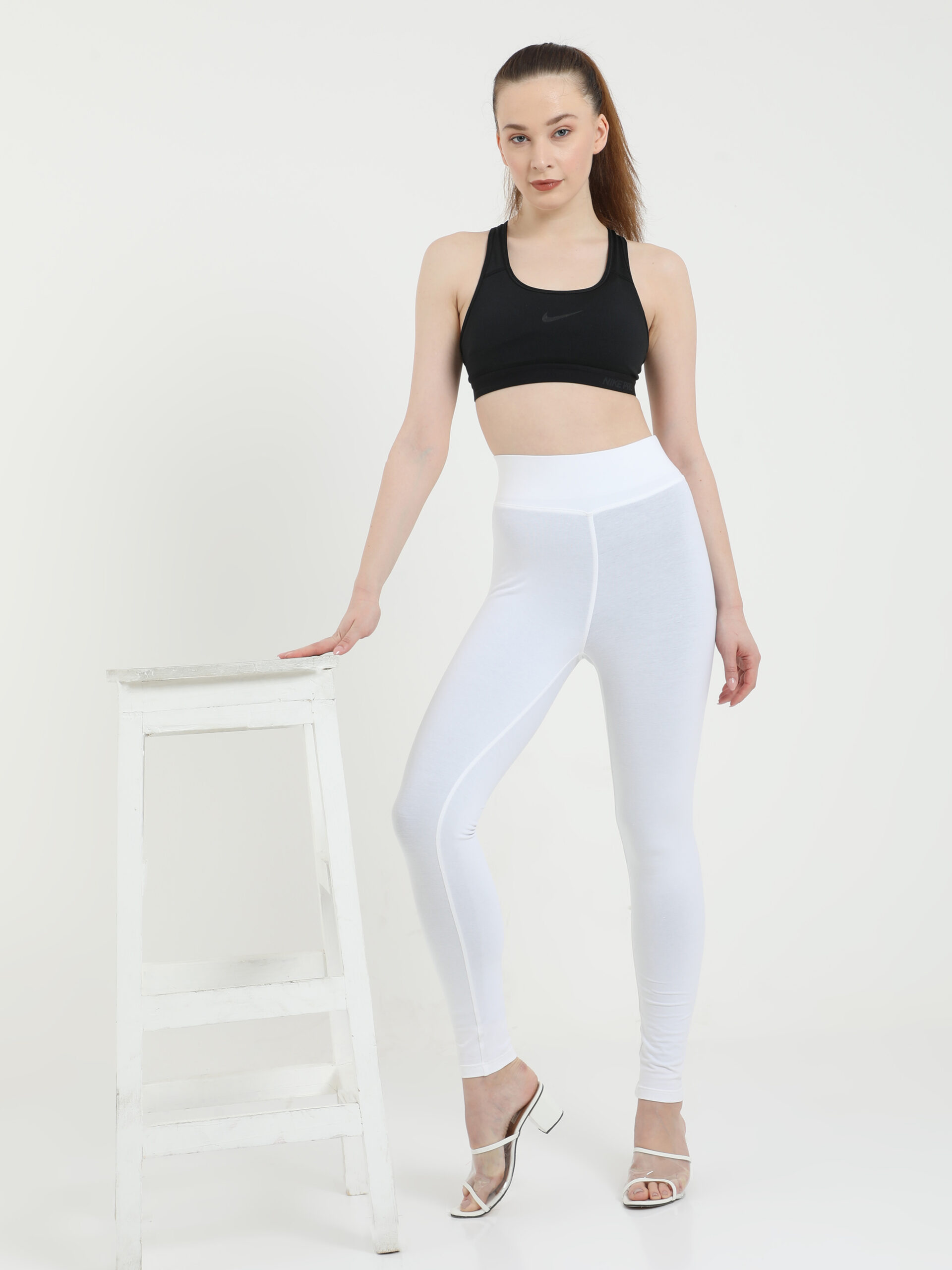 Europe and the United States factory direct digital printing hip elastic  high waist sports yoga pants leggings White XL 