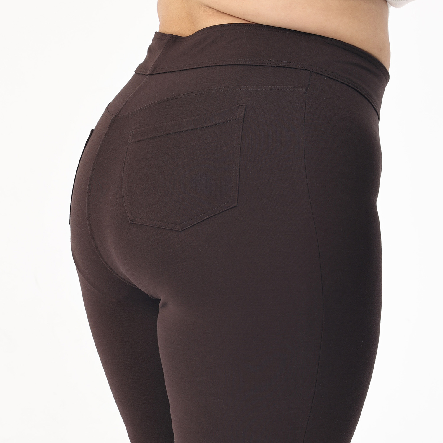 Brown pant women - Plus size - Straight leg 2 back pockets - Belore Slims