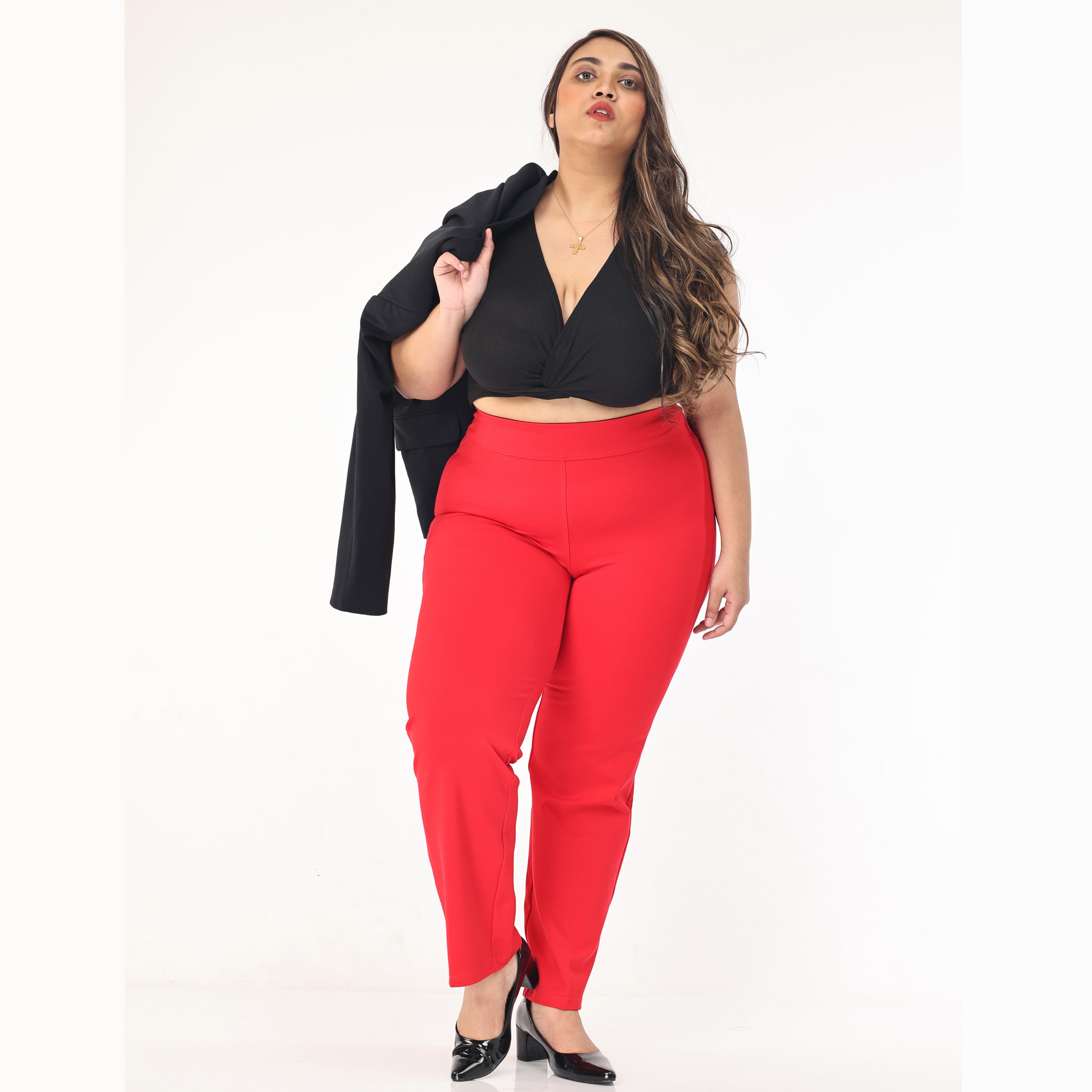 Curves Black Sequin Wide Leg Trousers | New Look