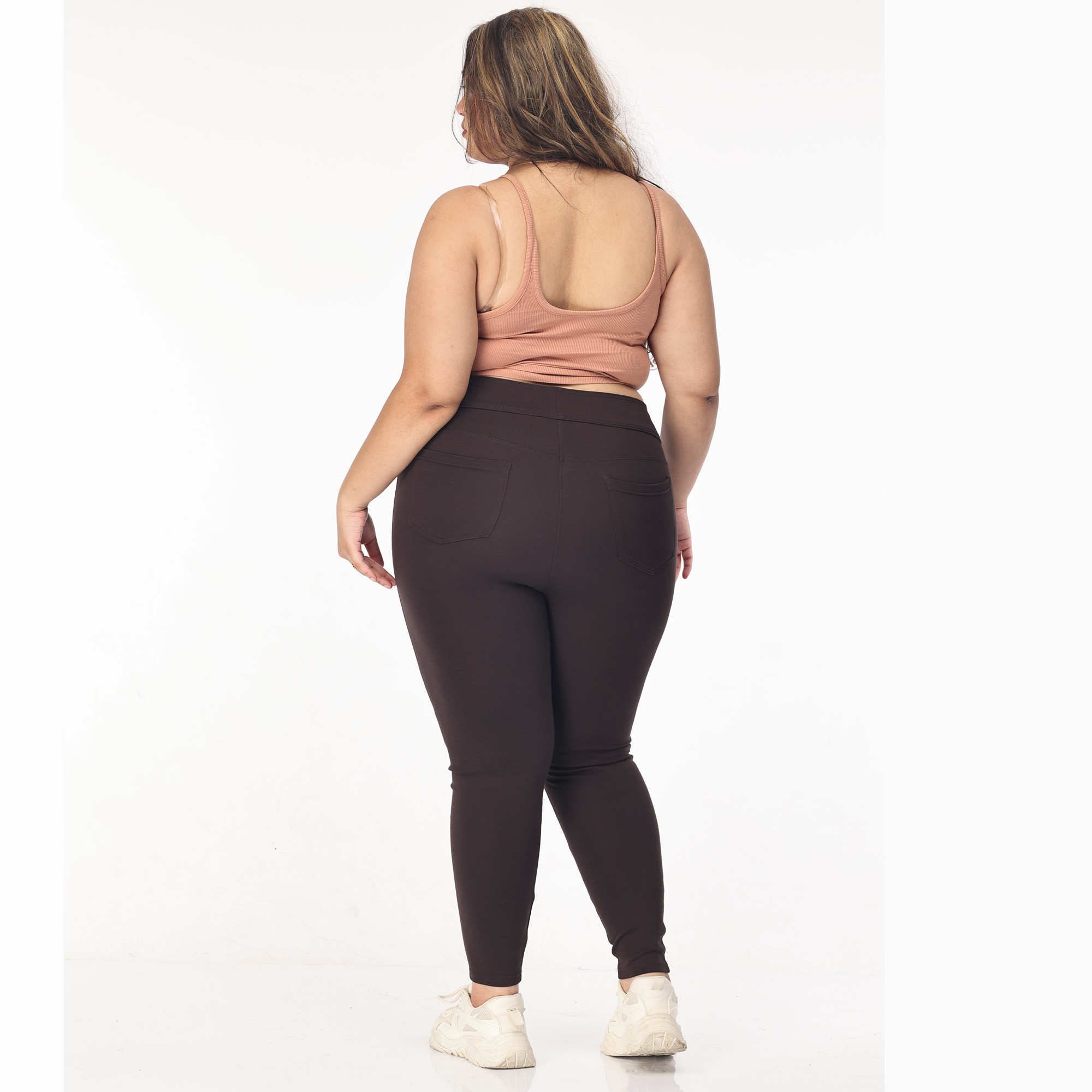 Women's Plus Size High Waisted Cotton Compression Leggings. • Long, skinny  leg design • Does not ball or pill • Comfortable and easy pull-on style •  Very Stretchy • Tummy Control •