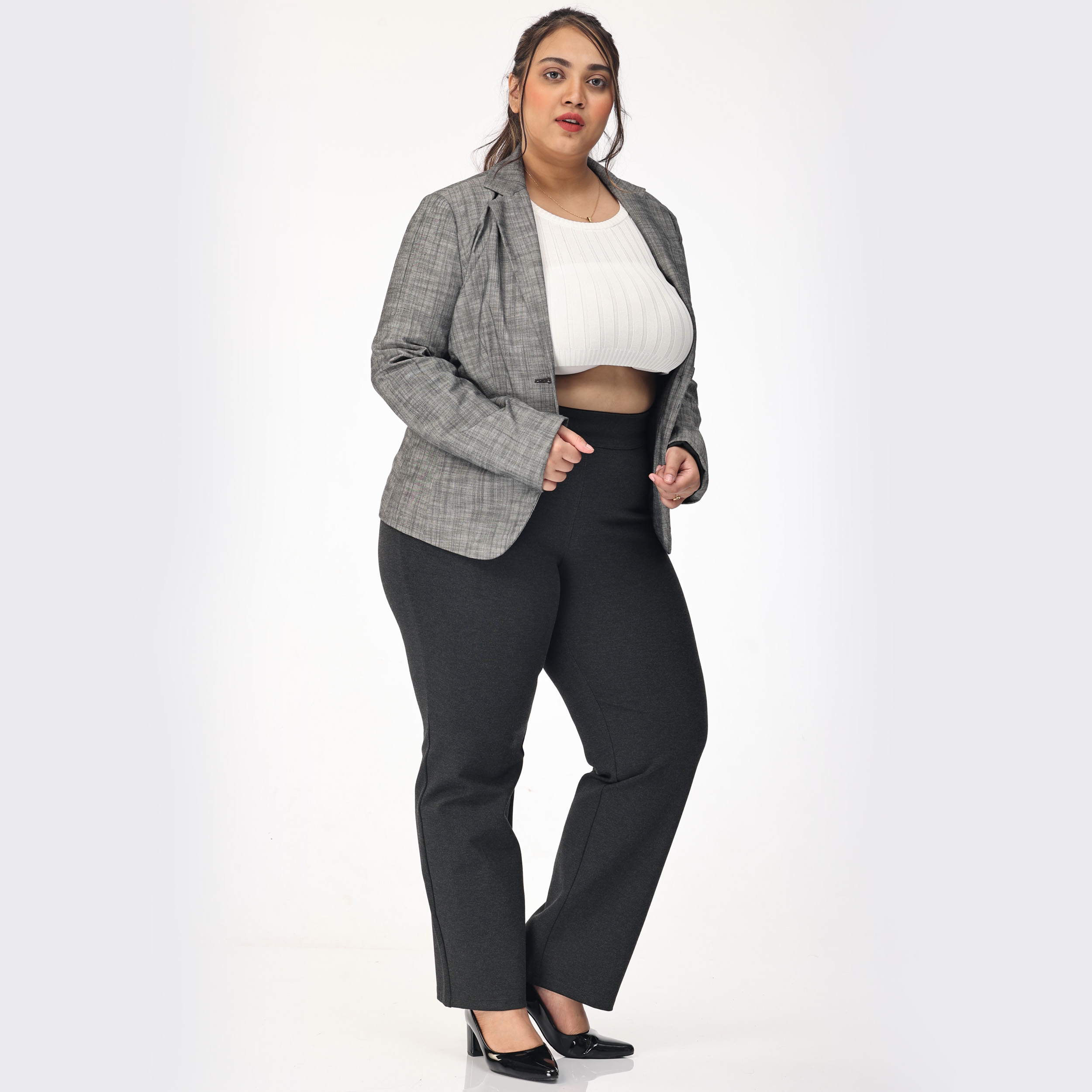 Buy Pack of 2 Women's Green & White Straight Fit Trousers Online at Bewakoof