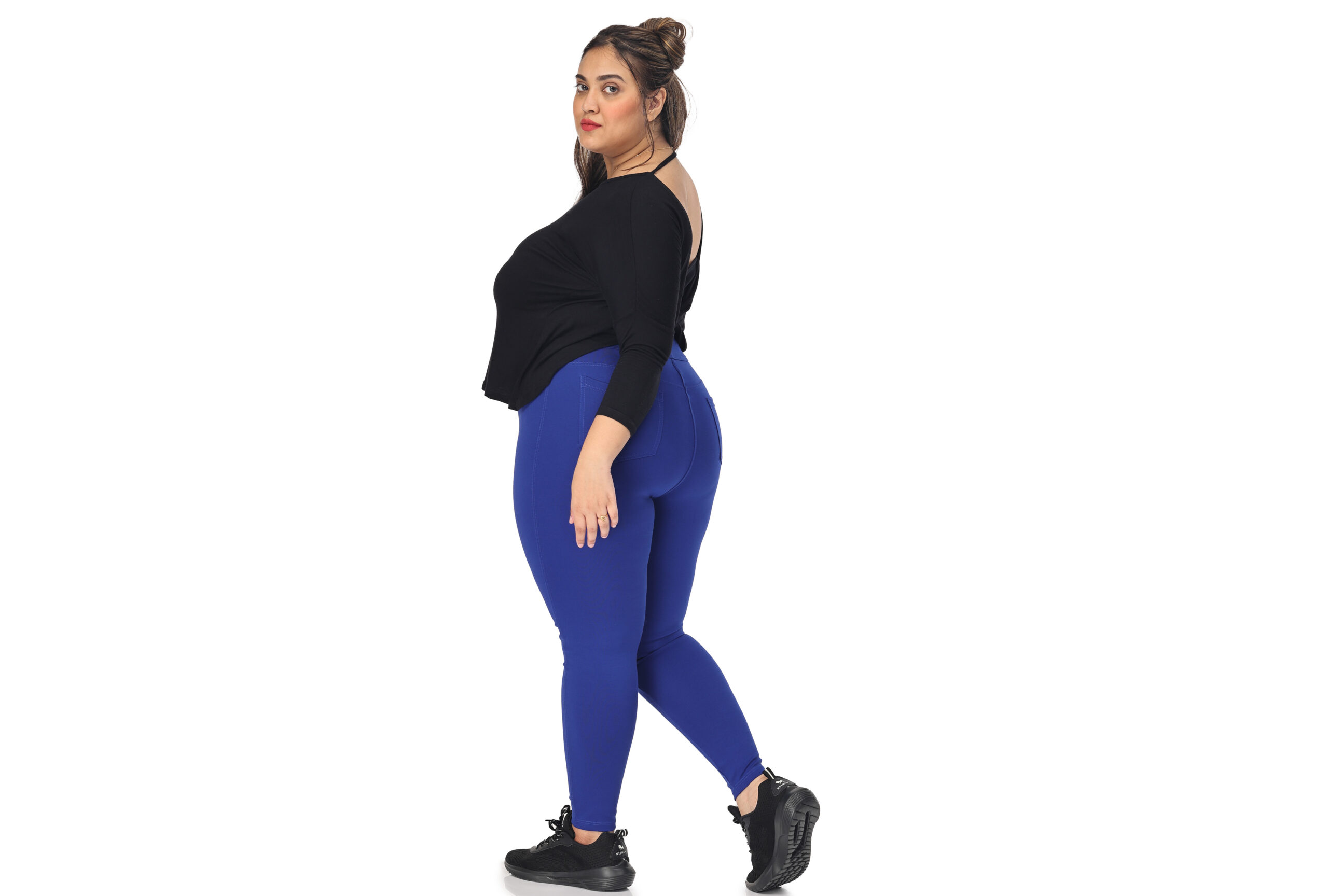 Royal blue jegging Women plus size compression pant 2 bk pkts - Belore Slims