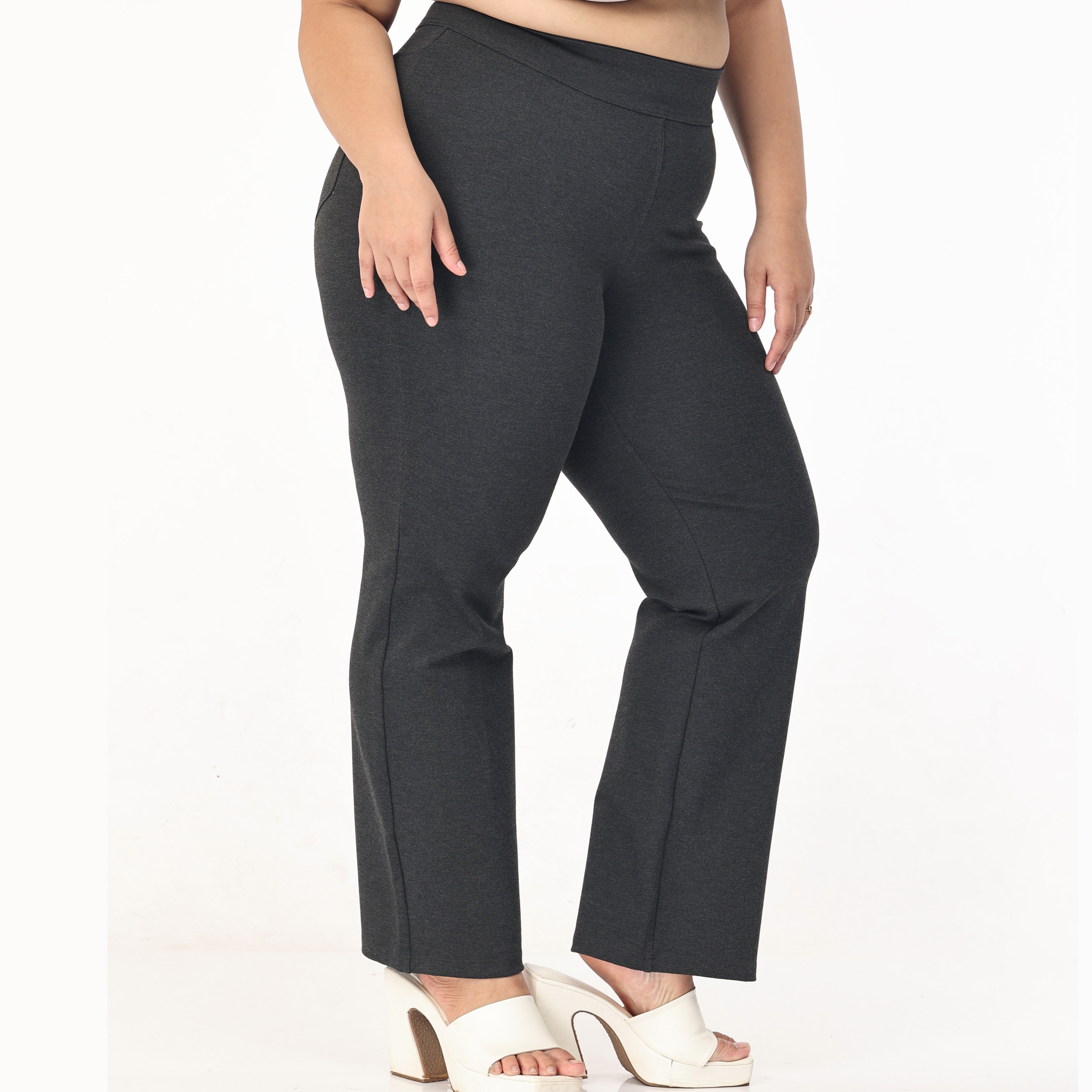 Plain Grey Women Plus Size Straight Leg Trouser, For Casual Wear at Rs  2999/piece in Bengaluru