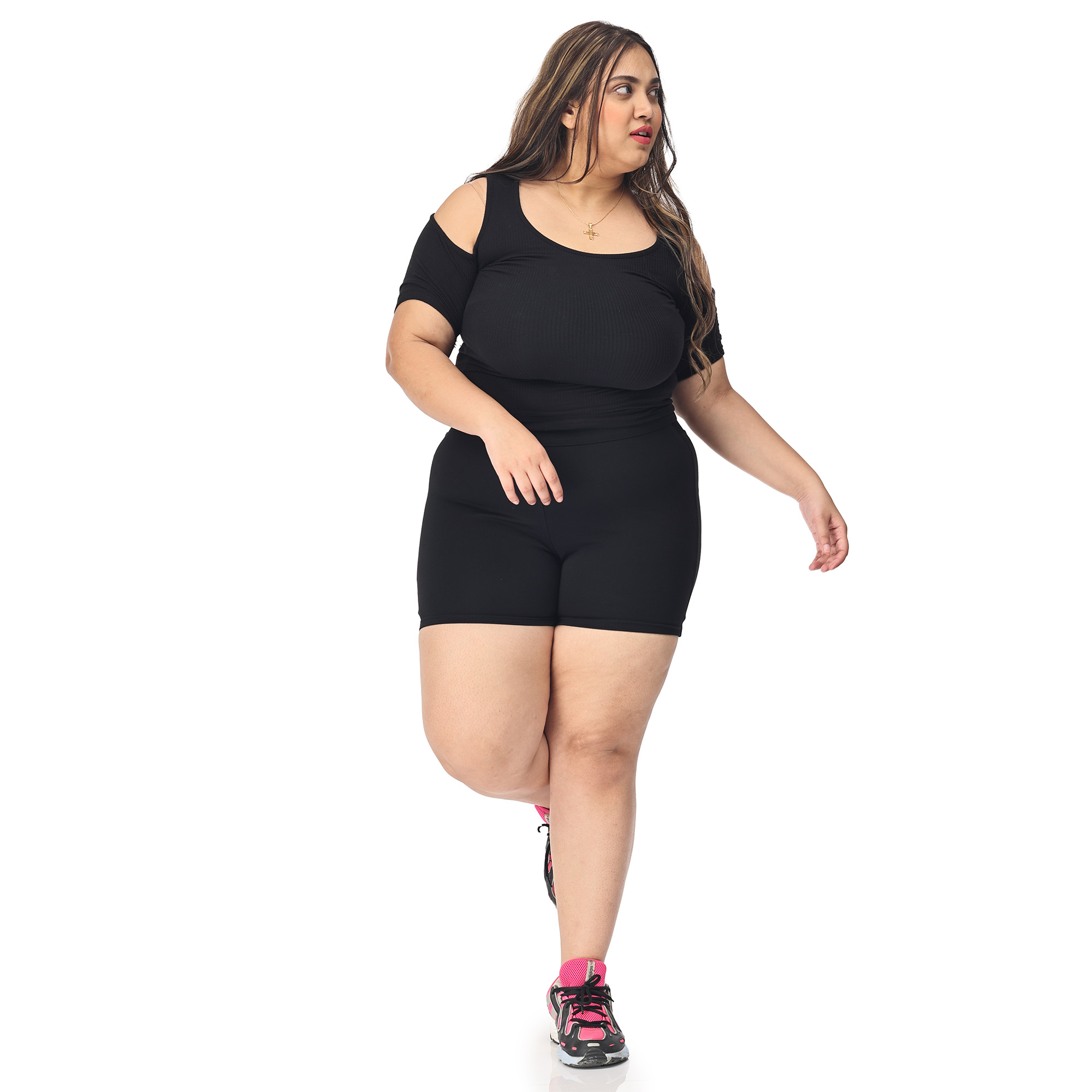 Brown shorts women - Plus size active shape wear-2 back pockets - Belore  Slims
