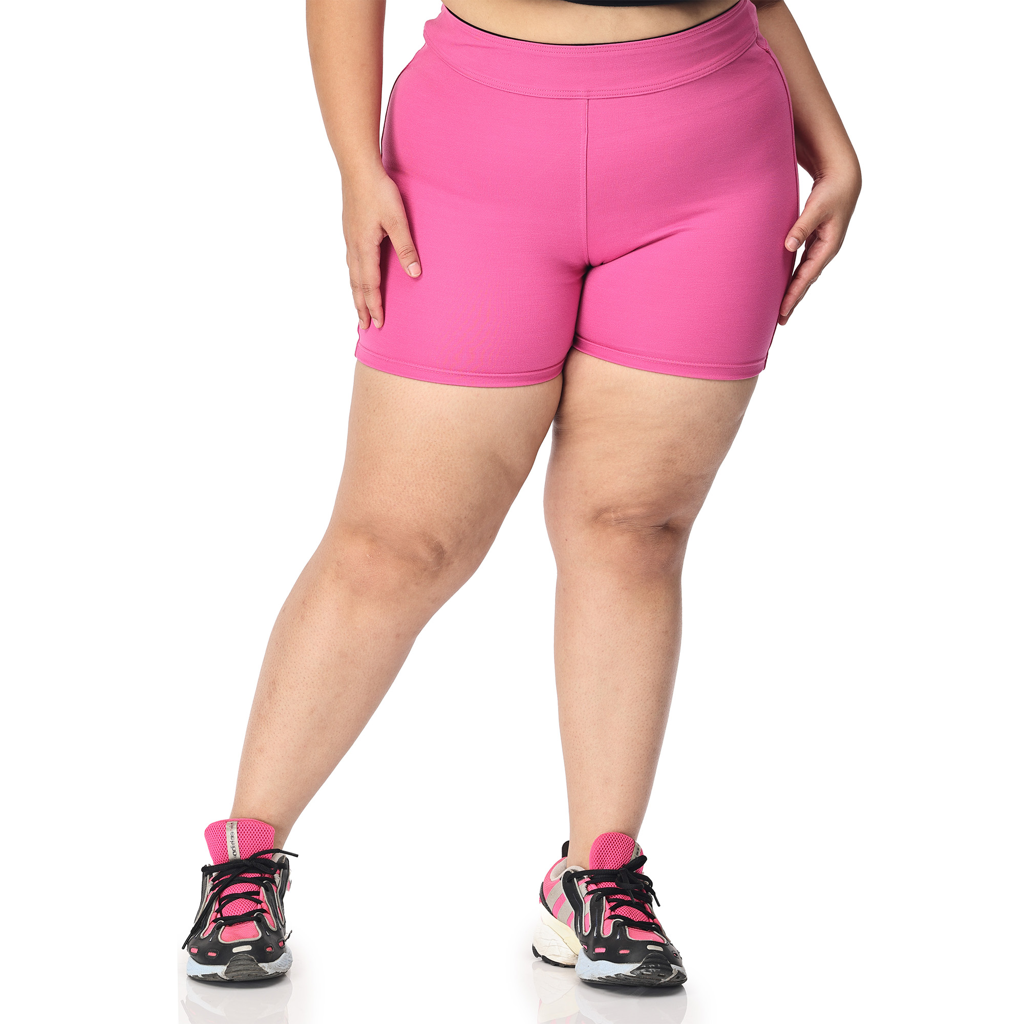 Pink shorts women - Plus size active shape wear - 2 back pockets