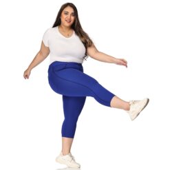 Royal blue capris with piping women gym wear Low rise