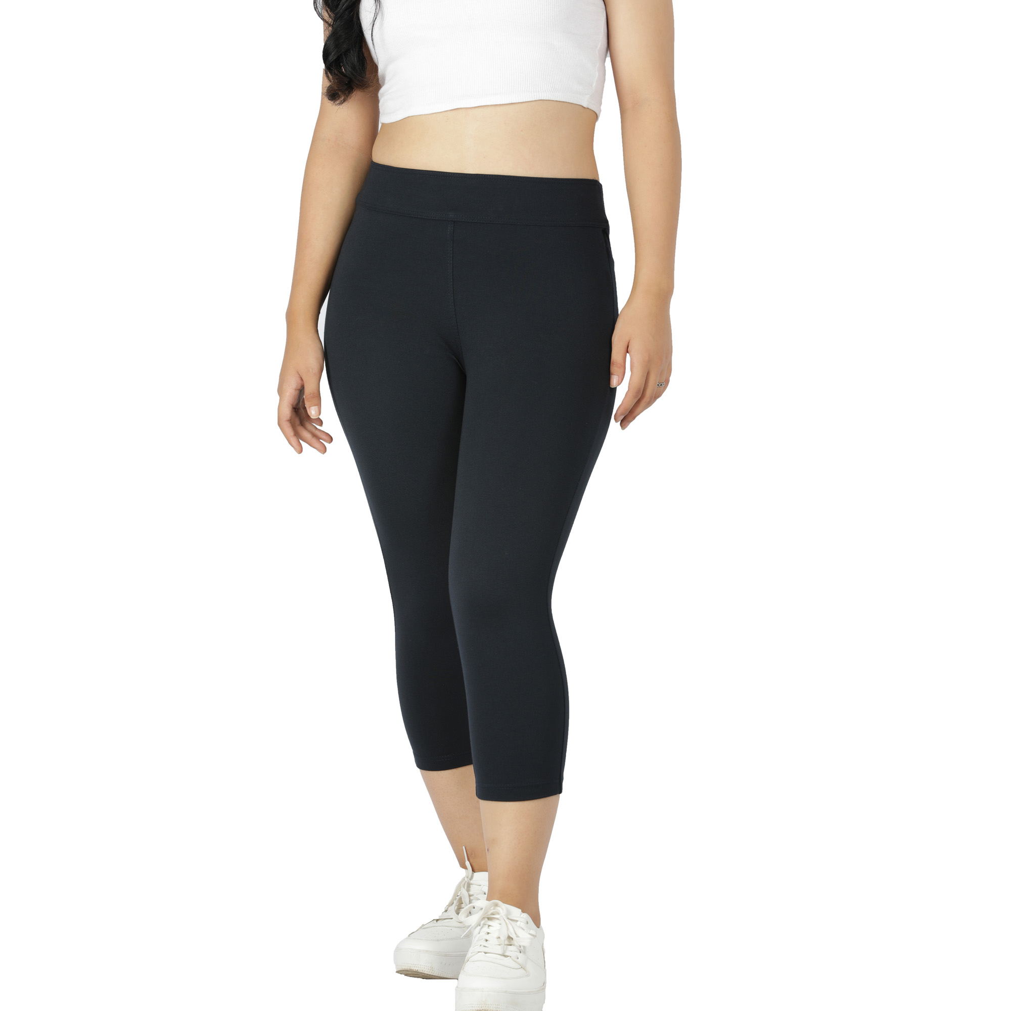 Navy blue capris for women gym wear Low rise - Belore Slims