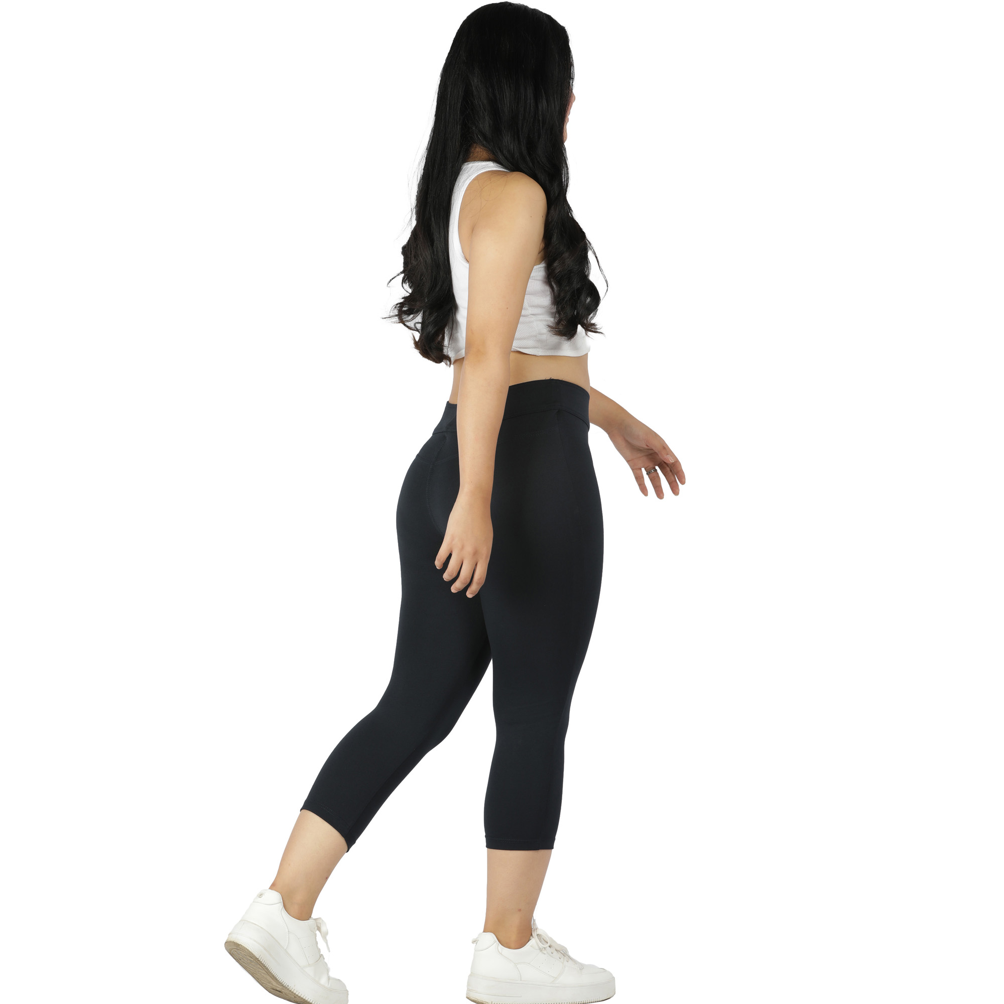 Black capris women gym wear High waist 2 back pockets - Belore Slims