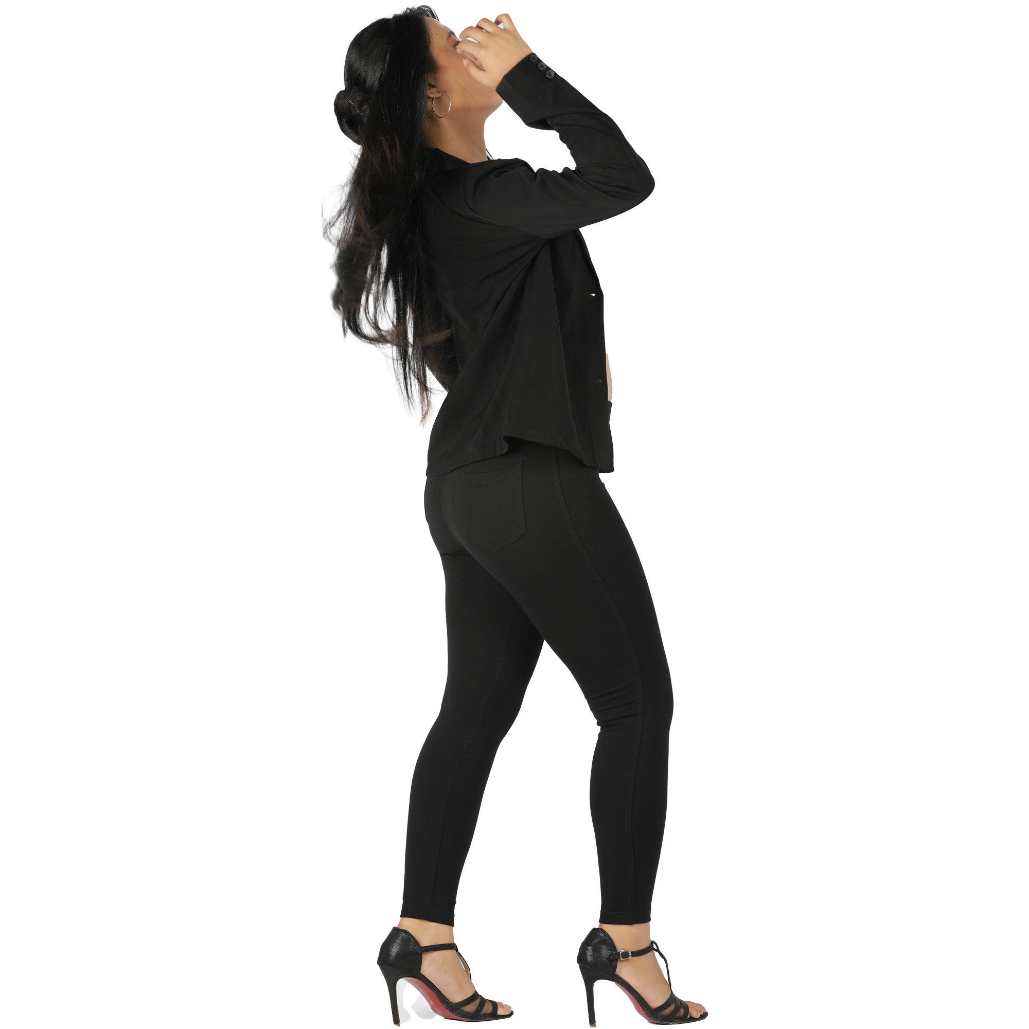 Black jegging women Plus size compression pant 2 back pockets - Belore Slims