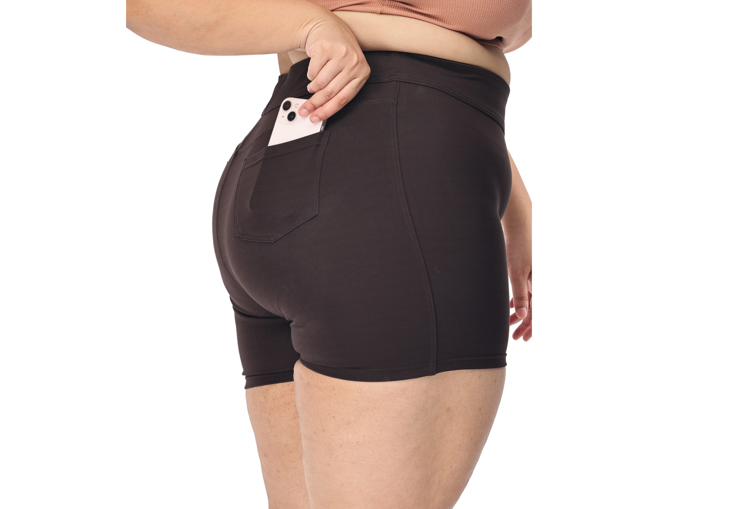 Pink shorts women - Plus size active shape wear - 2 back pockets - Belore  Slims