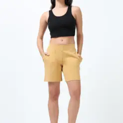 Khaki women shorts with 2 side pockets