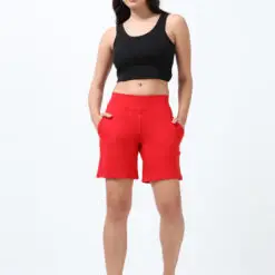 Red women shorts with 2 side pockets