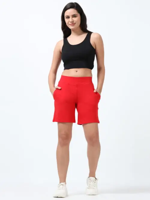 women shorts red