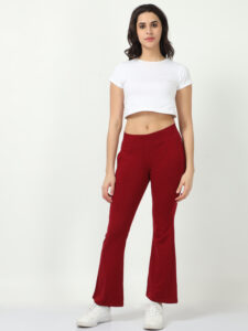 Meroon women bell bottom casual trouser with 2 side pockets