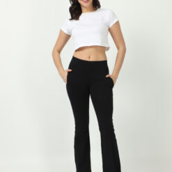 Black women bell bottom casual trouser with 2 side pockets