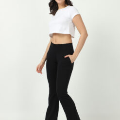 Black women bell bottom casual trouser with 2 side pockets