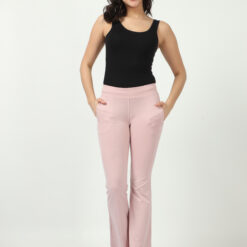 Peach women bell bottom casual trouser with 2 side pockets