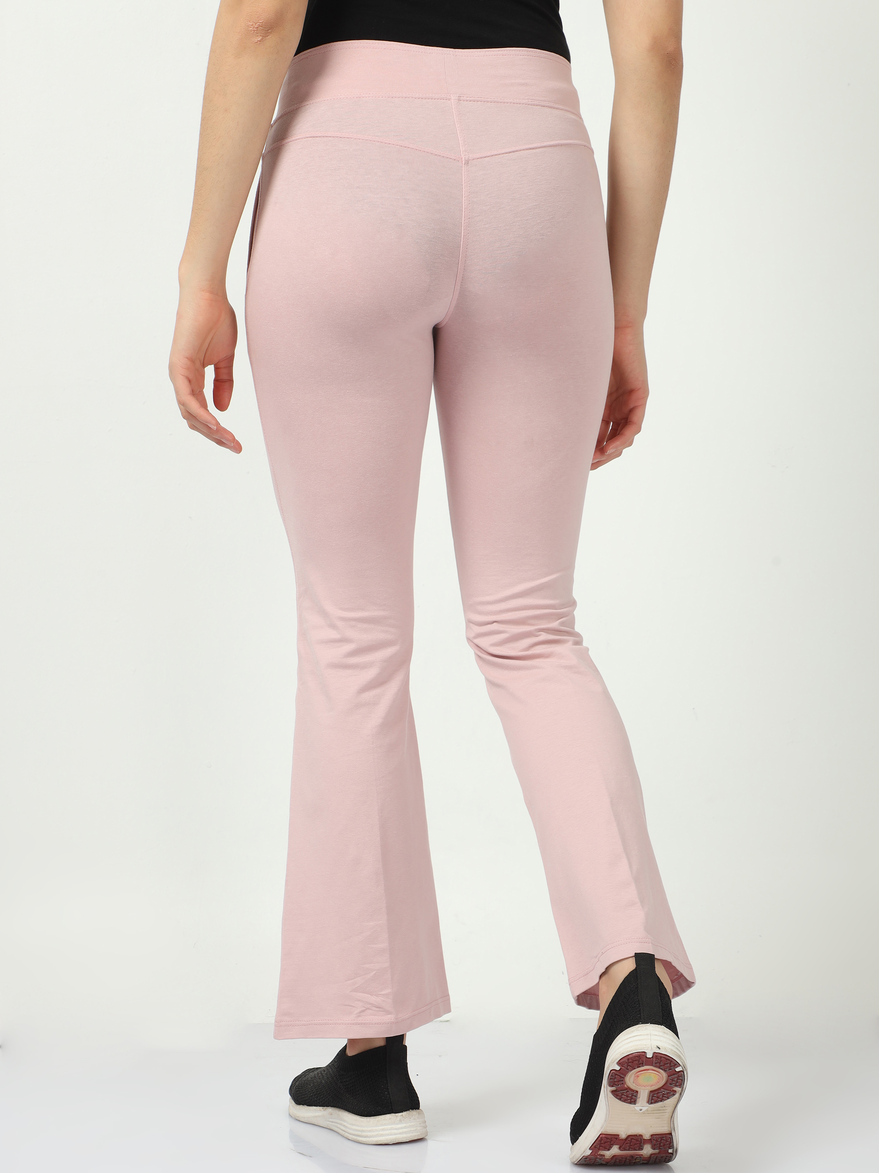 Peach women bell bottom casual trouser with 2 side pockets